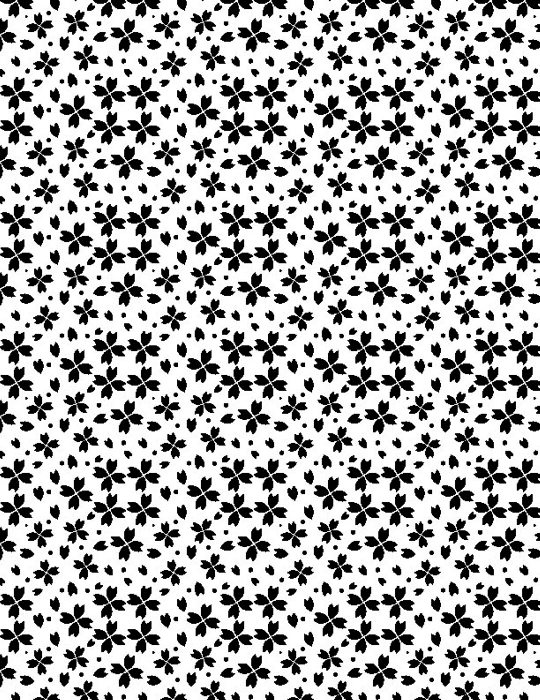 Black on White Fabric, Black Floral Fabric, Illusion, Floral Grid White