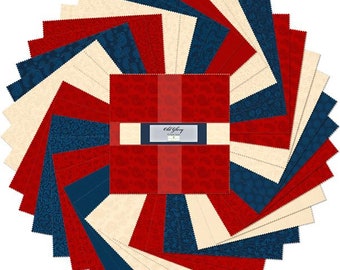 Old Glory 10 Karat Gems, Wilmington Prints, Patriotic Layer Cake, Patriotic Fabric, Precut Fabric,  42 10x10 Squares, Quilting Cotton