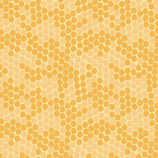 Buzzin' With My Gnome-iezz, Honeycomb Yellow 39840-555, Susan Winget for Wilmington Prints, Quality Quilting Cotton, Fabric By The Yard