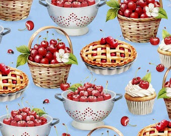 Sweet Cherry - Blue Cherry Treats All Over - Wilmington 68569-420
