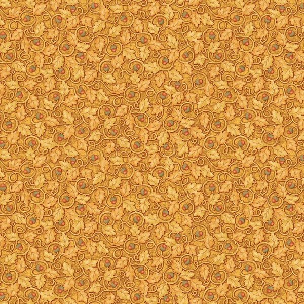 End of Bolt 54", Acorn Fabric, Autumn Fabric, Seasonal Fabric, Wander Lane II, Acorns Gold, 13652-30, Benartex, Quilting Cotton Fabric