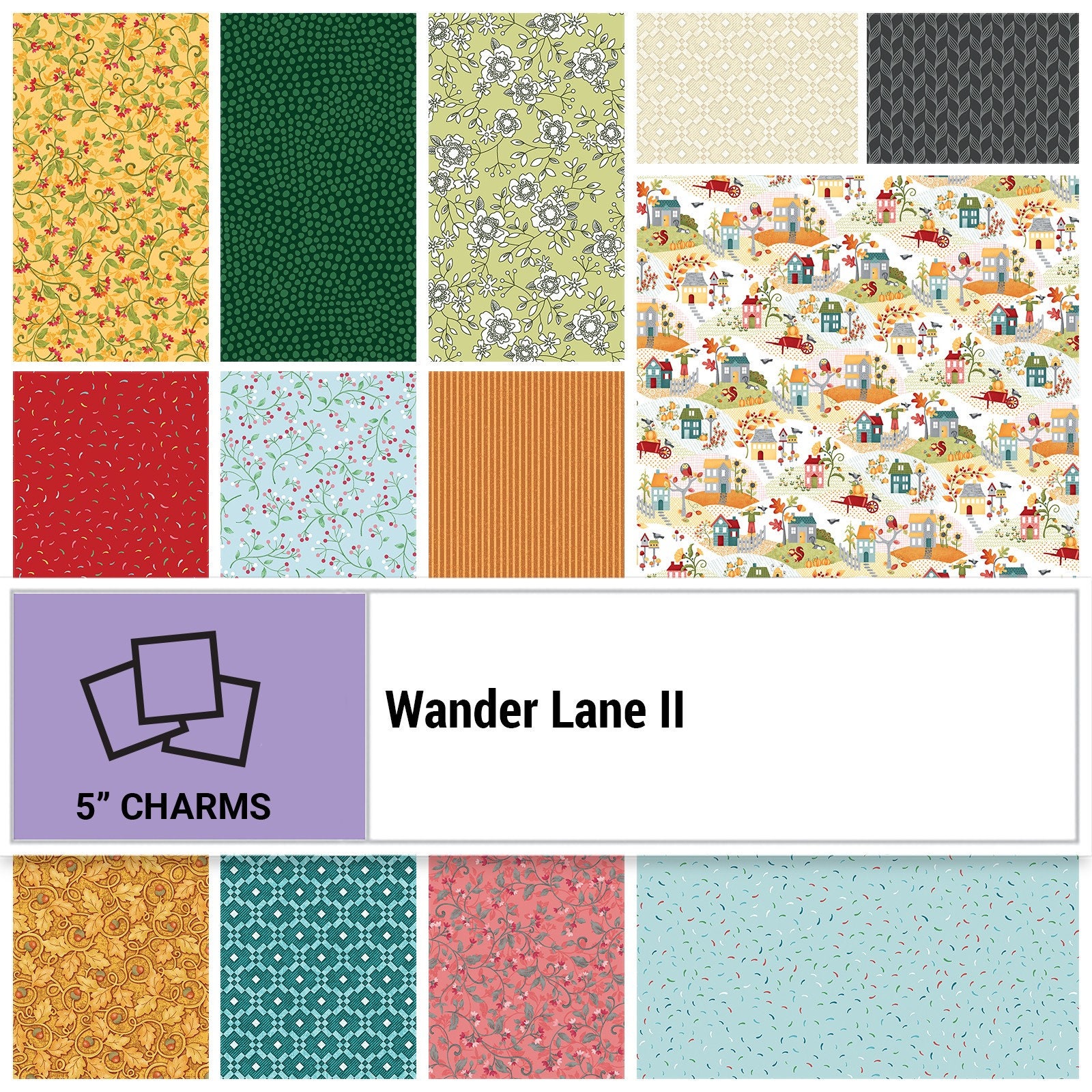 100 PCS EARTH TONE COTTON FABRIC SQUARES QUILTING 5X 5 CHARM PACK