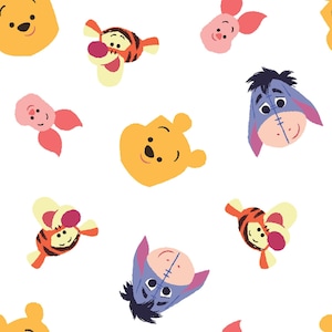 Winnie the Pooh, Sweet Head Toss 78789, Springs Creative, Disney Licensed Fabric, Eeyore, Quilting Cotton, Fabric By The Yard and Half Yard