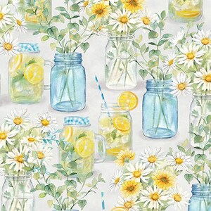 End of Bolt 30", Zest for Life, Mason Jars All Over Gray 19153 947 Cynthia Coulter for Wilmington Prints 100% Quality Quilting Cotton Fabric