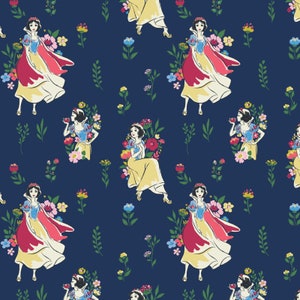 Snow White Meadow 102001-02, Licensed Disney Fabric, Floral Fabric, Camelot Fabrics, Quilting Cotton Fabric By The Yard and Half Yard