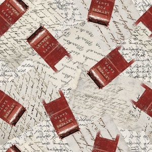 Home For The Holidays, Mailbox Beige 18102, Letters to Santa, 3 Wishes Fabric, Quilting Cotton, Fabric By The Yard and Half Yard