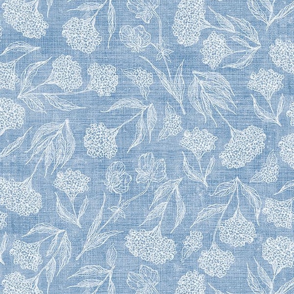 Hydrangea Mist, Toile Blue 39825 441, Susan Winget, Wilmington Prints, Quality Quilting Cotton, Fabric By The Yard