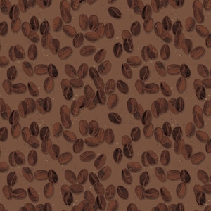 Yay! Coffee!, Beans Light Brown 3658-14, Food Fabric, Dan DiPaolo Clothworks, Quilting Cotton, Fabric By The Yard and Half Yard