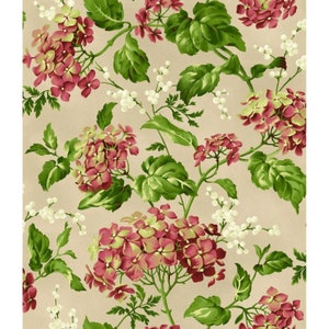 Maywood Studio, Lexington Hydrangea & Berries - Tan, Hydrangea Fabric, Quality Quilting Cotton, Fabric By The Yard and Half Yard