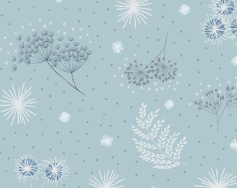 Secret Winter Garden, Frosted Garden, Mist Blue 659-2, Pearlescent Fabric, Lewis & Irene, Quilting Cotton, Fabric By The Yard and Half Yard