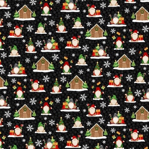 End of Bolt 34&quot;, Timber Gnomies Tree Farm, Scenic Gnomies 307-99, Gnome Fabric, Christmas Gnome Fabric, Henry Glass, Quilting Cotton Fabric