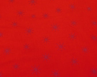 Christmas Fabric Metallic Stars Red Fabric Star Fabric Star Material Quilting Cotton Fabric By The Yard Holiday Fabric