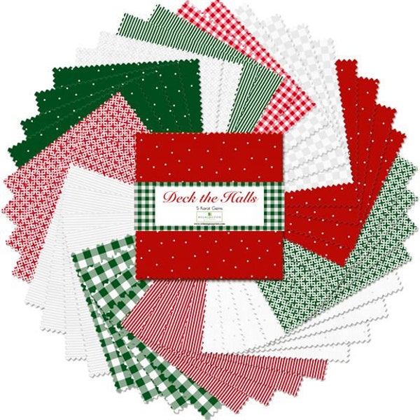 Deck the Halls Charm Pack, Wilmington Prints, Christmas Precut Fabric, 5x5 Charm Pack, Fabric Squares, Precut Squares, Quilting Cotton