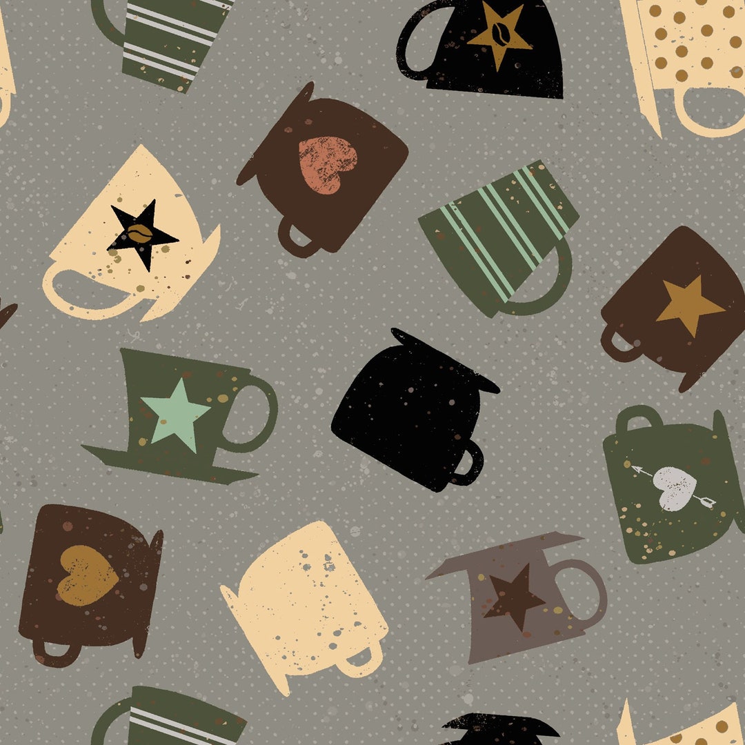 Coffee Mugs Fabric, Coffee Fabric, Yay Coffee, Mugs Pewter 3656119