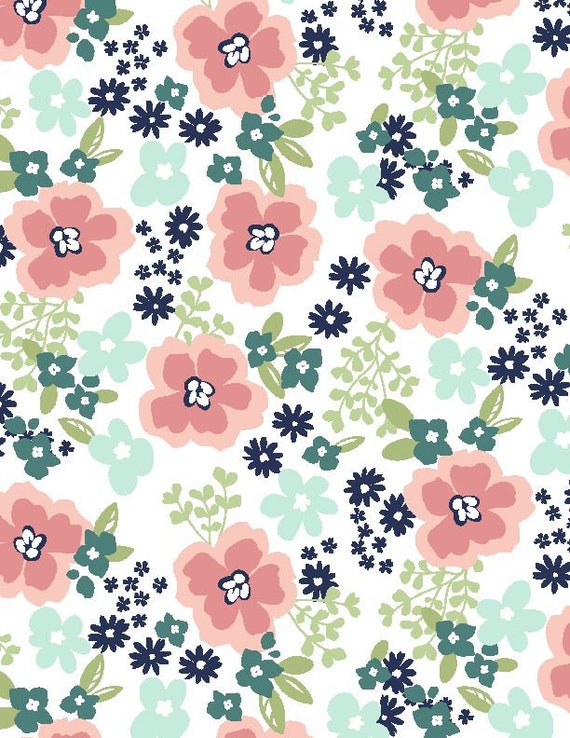 Juliette, Large Floral, Navy and Teal 29201 443, Angela