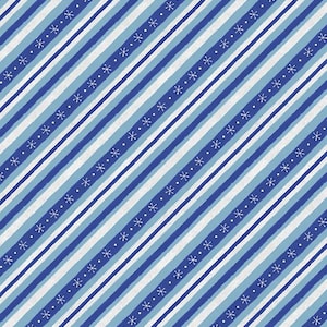 Woodland Gifts, Diagonal Stripe 45169-441, Makiko, Blue Stripe Fabric, Wilmington Prints, Quilting Cotton, Fabric By the Yard and Half Yard