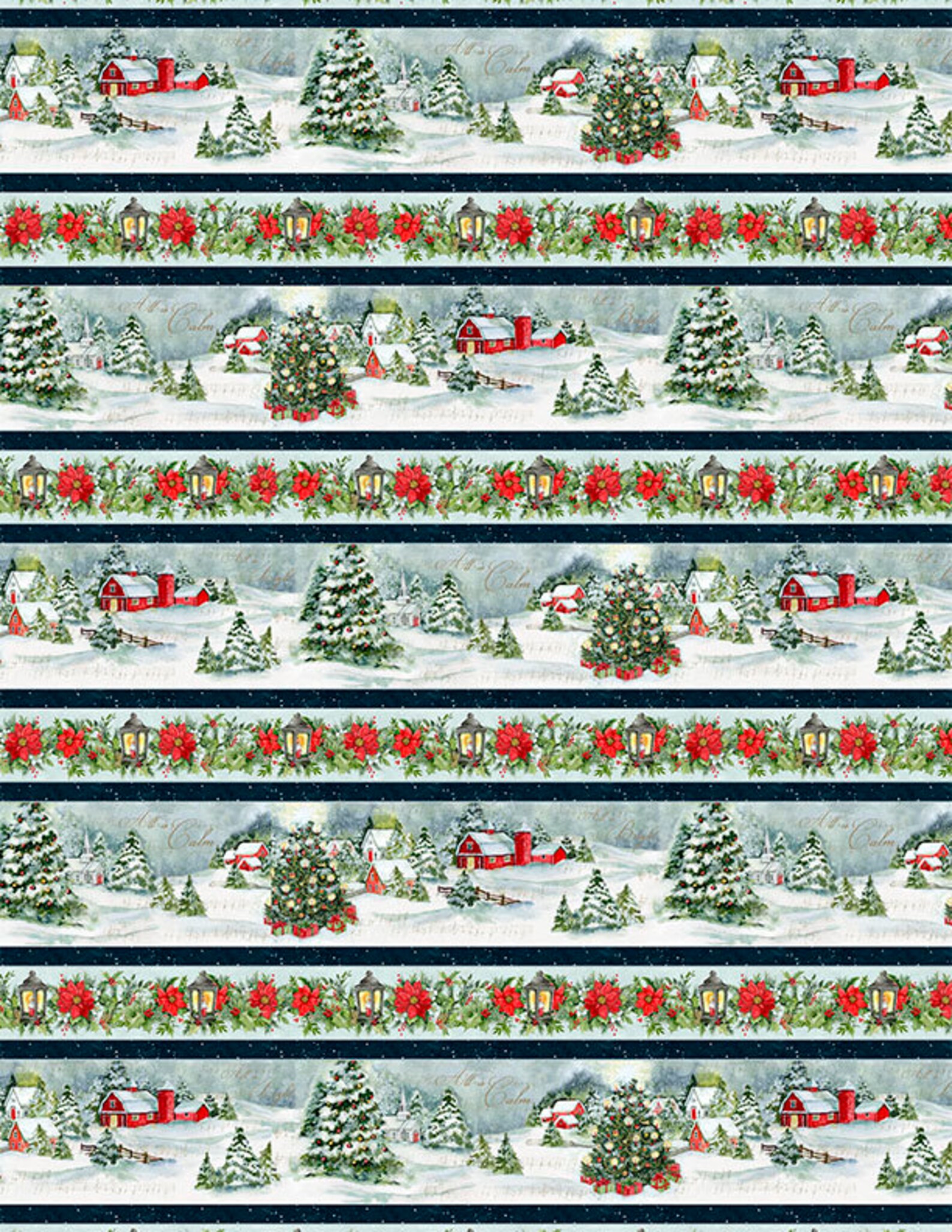Winter Scene Fabric Red Barn Fabric Winter Hollow Scenic Etsy