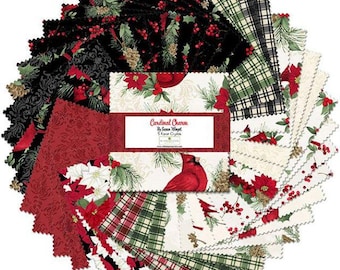 Cardinal Charm, 5x5 Precut Squares Christmas Charm Pack, Susan Winget, Wilmington Prints, Quality Cotton Fabric