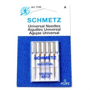 Sewing Machine Needles, Schmetz Universal Needles, Size 80/12 5 Count 1709, Sewing Needles, Sewing Supplies, Sewing Tools, Quilting Notions