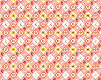 A Wildflower Heart, Cottage Picnic Light Peach Jam 16515 26, Benartex, Quality Quilting Cotton Fabric, Priced/Sold by the Half Yard