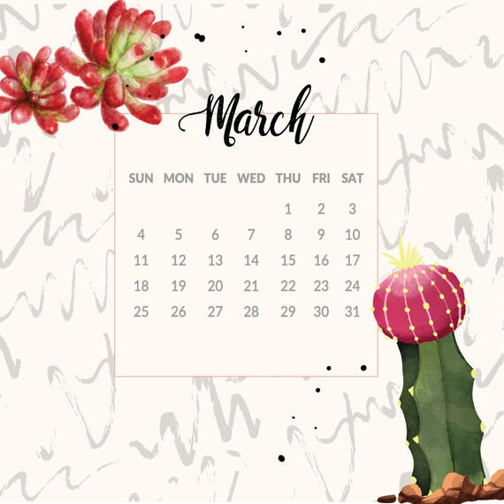 Kaktus-Design-Kalender 2019, digitalen persnlichen Kalender-2019 angepasst  markierten Daten, Geschenk zum neuen Jahr, digitale Dateien zum Download,  20/20 cm - Etsy.de