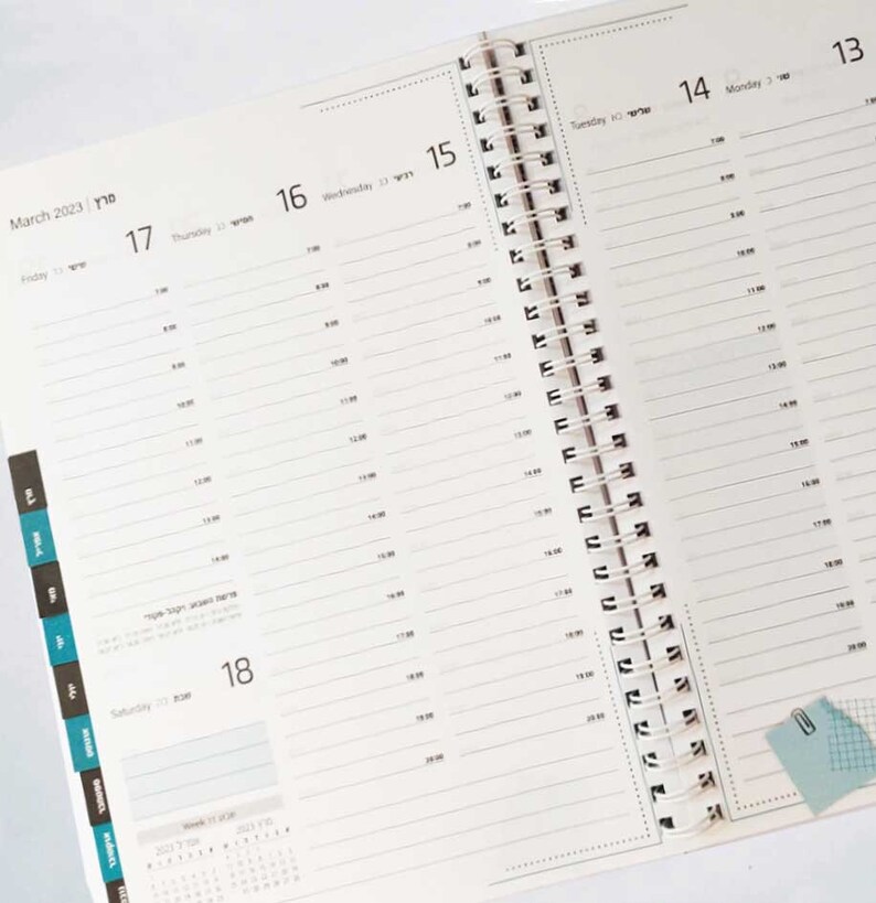 Personal Hebrew Weekly Calendar 2022 2023 Customized Etsy
