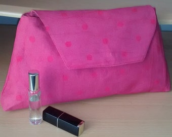 Hot pink, handmade clutch bag
