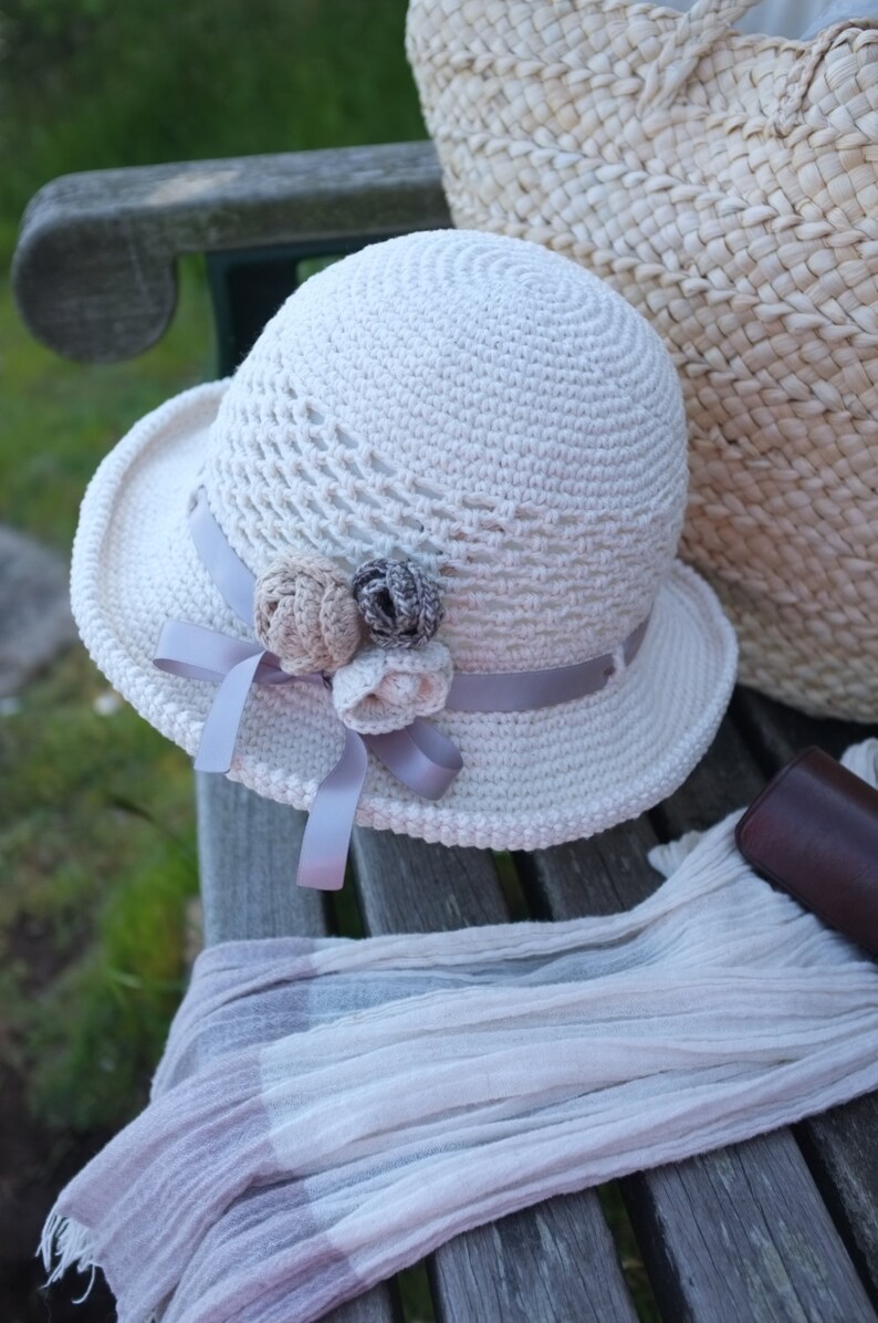 Crochet Summer Hat Cotton Sun Hat Wide Brimmed Beach Hat Gift for Her Church Hat Garden Party Hat Cool Hats Christmas Gift for Her