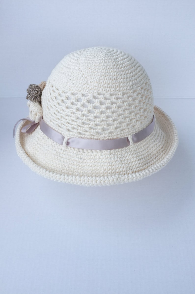 Crochet Summer Hat Cotton Sun Hat Wide Brimmed Beach Hat Gift for Her Church Hat Garden Party Hat Cool Hats Christmas Gift for Her