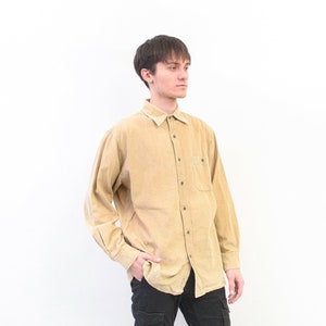 CANDA Corduroy Vintage Heren M Soft Cords Casual Shirt Lange mouwen Button Up Retro Formele Corduroy Beige Katoen Alledaagse Streetwear Top 2v afbeelding 3