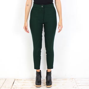 Vintage mountain horse m equestrian horse riding pants, trousers high wasted horseshow, show dark green tights slim eu 42 de 3j