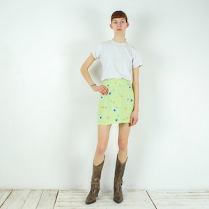 Mini jupe d&#39;été vintage pour femmes, au-dessus du genou longueur motif floral léger court funky des années 80 printemps été féminin léger léger 4k
