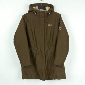 Jack wolfskin women xl parka jacket coat overcoat hooded padded brown zip up top