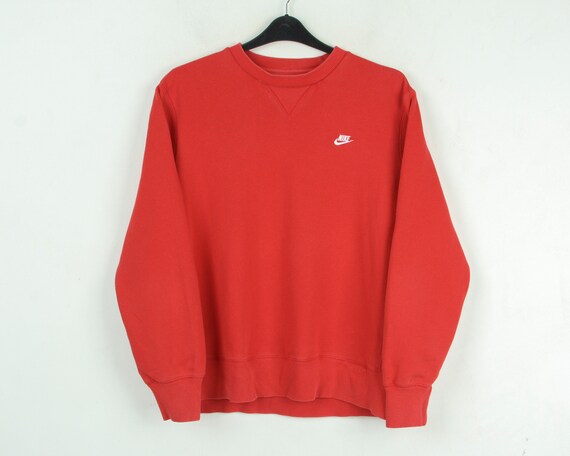 Vintage NIKE heren XL trui trui katoenen sweater trui streetwear casual alledaagse sportkleding top rood logo bovenkleding hardlopen sport 4j Etsy Nederland