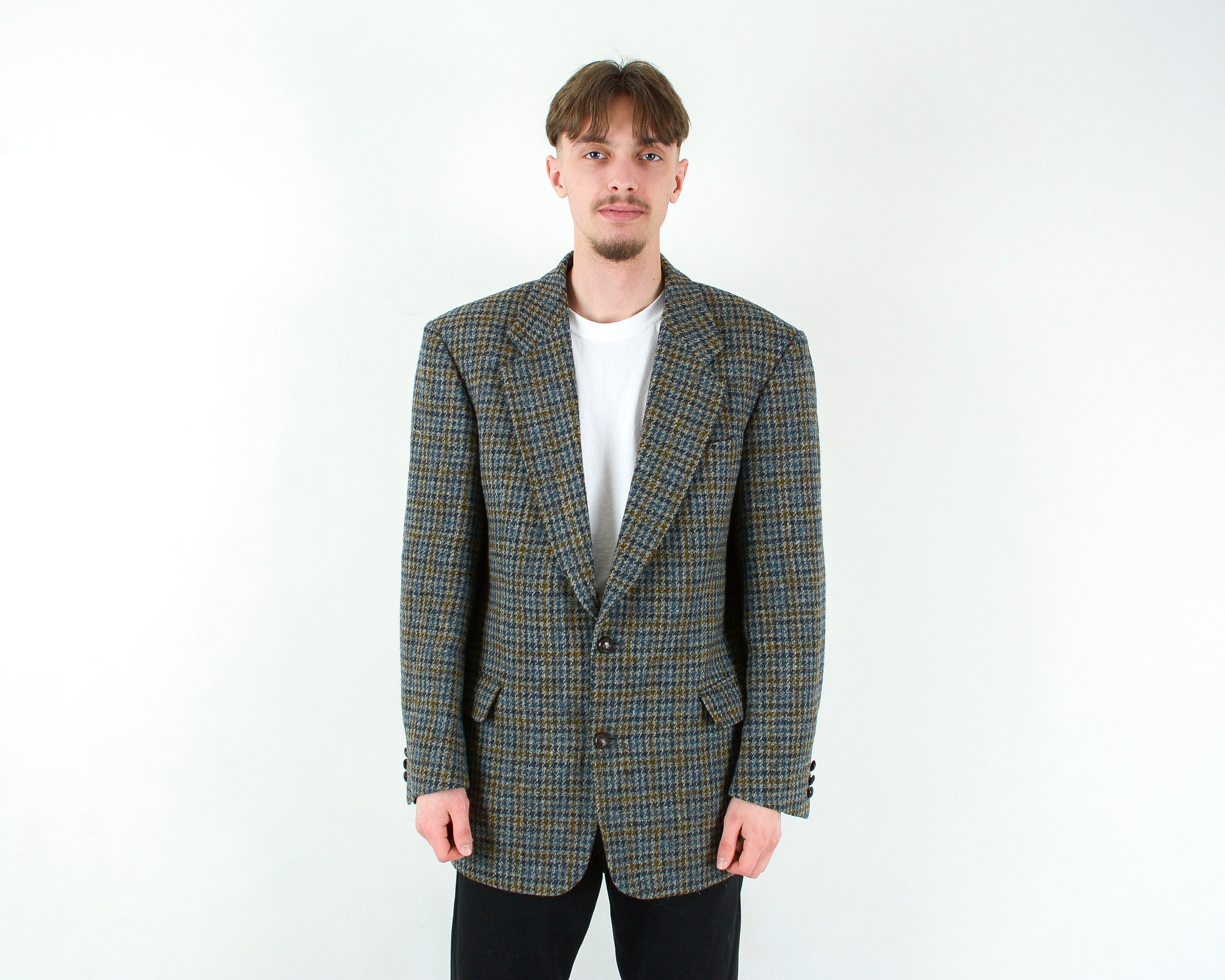 Veste Sport Blazer Pour Homme Taille 40 – Style Western, Tweed Gris, Sur Mesure Bespoke – État Très Bon