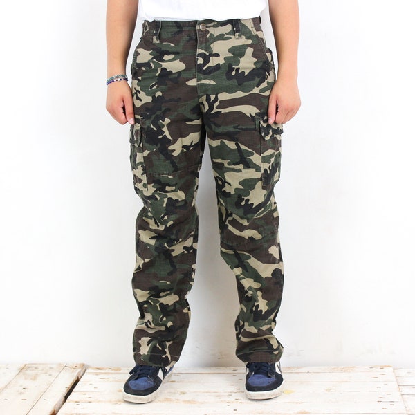Dickies Vintage Men's W30 L32 Loose Fit Army Camouflage Pants Trousers Camo Military Cargo War Combats Utility Streetwear Casual Everyday 3o