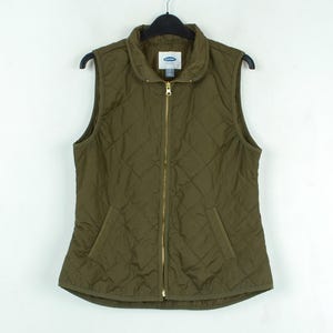 Vintage old navy women&#39;s SMALL quilted waistcoat gilet, quilt zipper vest, bodywarmer field country S, tank full zip jacket horse riding 4n