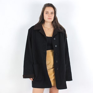 Vintage forecaster women l us 14 wool coat, overcoat peacoat single breasted paded shoulders jacket made in usa, american classic retro  3n