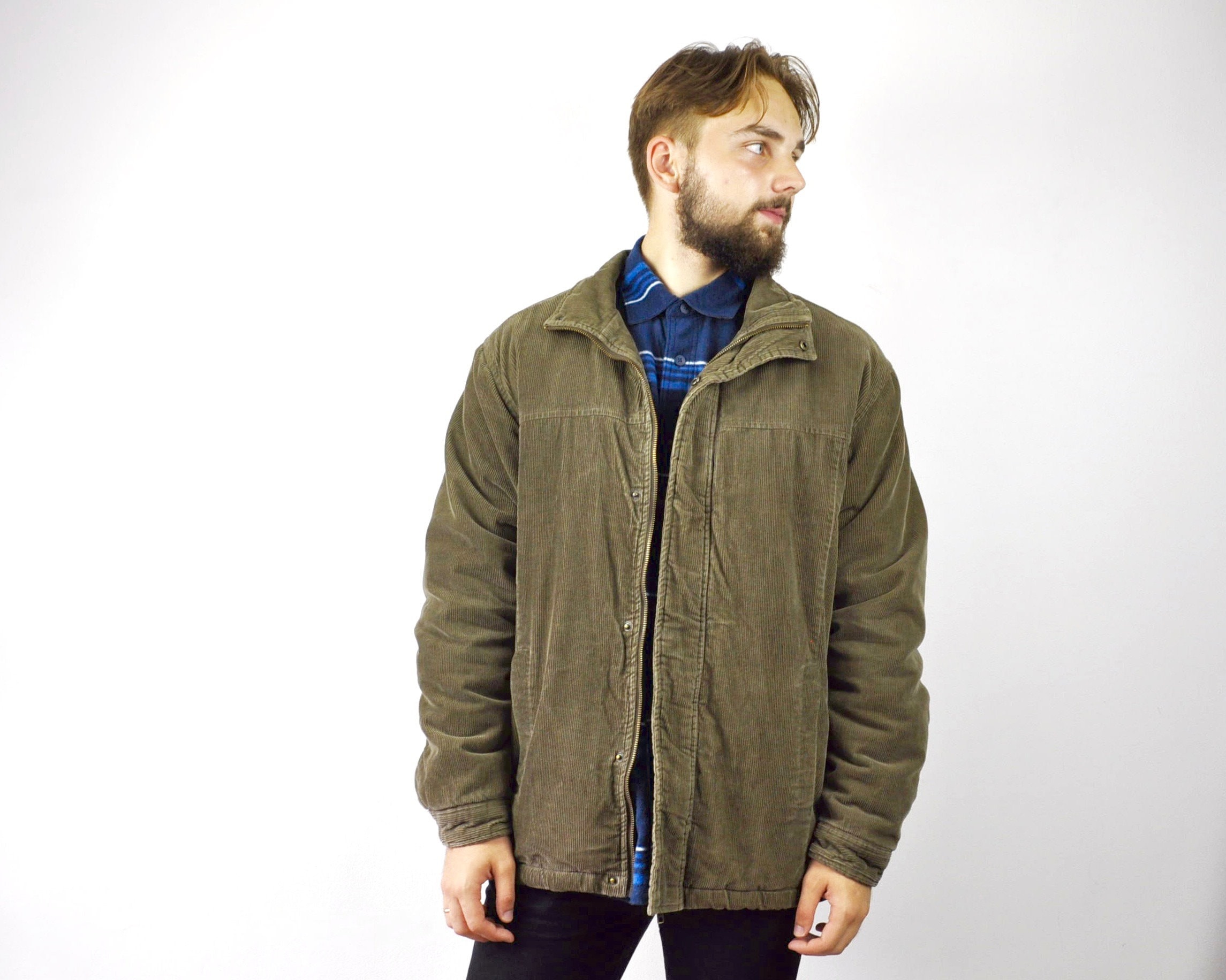 GORDON Vintage 1990's Men's Medium Brown Sherpa Lined Corduroy