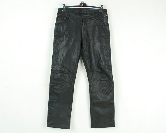 JOFAMA Real Leather Trousers Vintage Men's W34 L3… - image 1