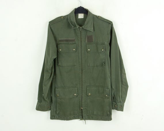 Vintage French Men S Army Field Cargo Jacket, 80s Military