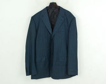 Vintage 80s 1989 Dated Ermenegildo Zegna Dark Blue Suit 46