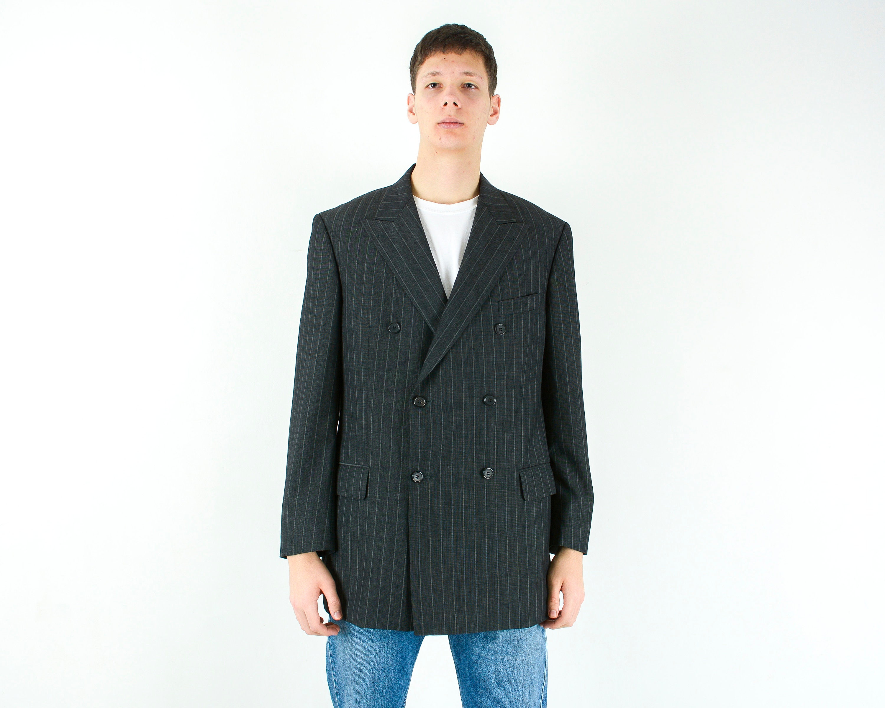 超希少✨XXL相当 HUGO BOSS ジャケット ロロピアーナ 総カシミヤ 黒 Hugo Boss X Loro Piana Botticelli Lucca Vintage Men UK 44 US