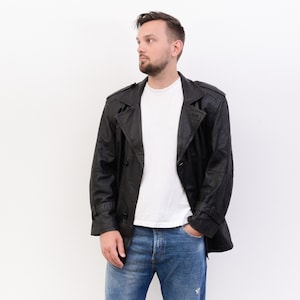 Aripel vintage UK 38 US Veste en cuir pour homme, Rocker Black Button Up S manteau moto EU 48 De Blazer S style Matrix, Minimalisme petit 2D