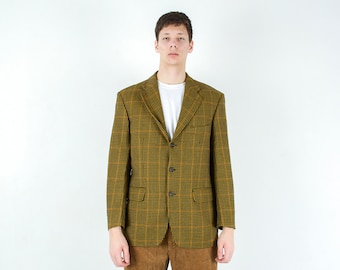 Vintage MAGEE Donegal Tweed Herringbone Men's UK 44S US Houndstooth Check Wool Blazer L, Eu 54S Jacket Plaid Sport Coat Made in Ireland 4k