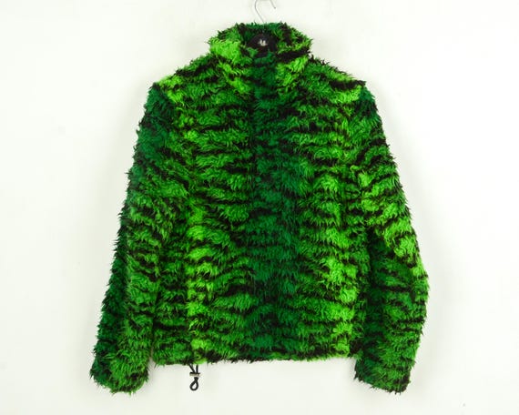 KENZO X H M Tiger Stripe Green Faux Fur Pullover Men s Size S Anorak Jacket Jumper Sweater Fleece Lined Designer Snap Button Drawstring 4o Etsy Canada