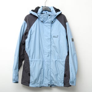 Jack wolfskin texapore m women uk 12 basic coat windbreaker hood blue double zip
