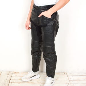 MQP Dynamic Cruiser Moto Racer Vintage Men W38 L34 Leather Black Trousers, XL L Motorcycle Biker Pants Western Cowboy Racing 56 Retro 5s