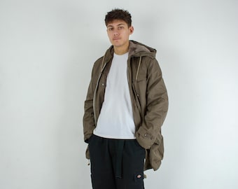 Chaqueta militar vintage del ejército alemán para hombre, talla 3XL, parka 2 en 1, abrigo de sherpa sintética, talla UE 58, color caqui, años 80, forro de piel, cálida, con capucha para invierno, Alemania, talla XXXL 4A