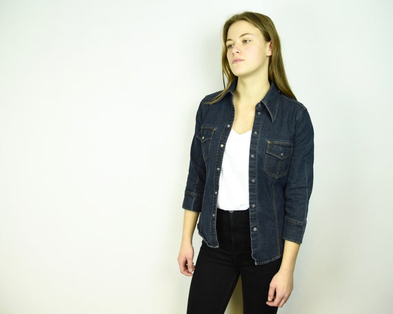 HENNES Vintage 1990's Women's Small Dark Denim Ove
